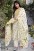 Chanderi Silk Kurta Pant With Dupatta In Floral Block Print