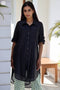 Cotton Silk Long Boyfriend Shirt In Black