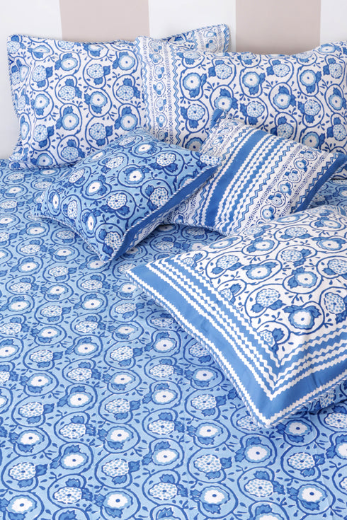 40s Cotton Pillow Cover in Block Print