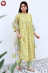 Cambric Cotton Kurta Pant With Dupatta In Floral Block Print