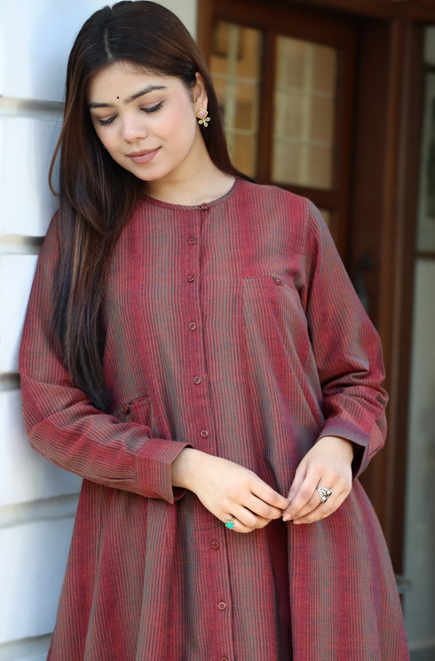 Khaadi Cotton Maroon Kurta and Pant Set
