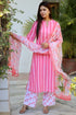 Terry Voile Kurta Pant With Kota Dupatta In Floral Block Print