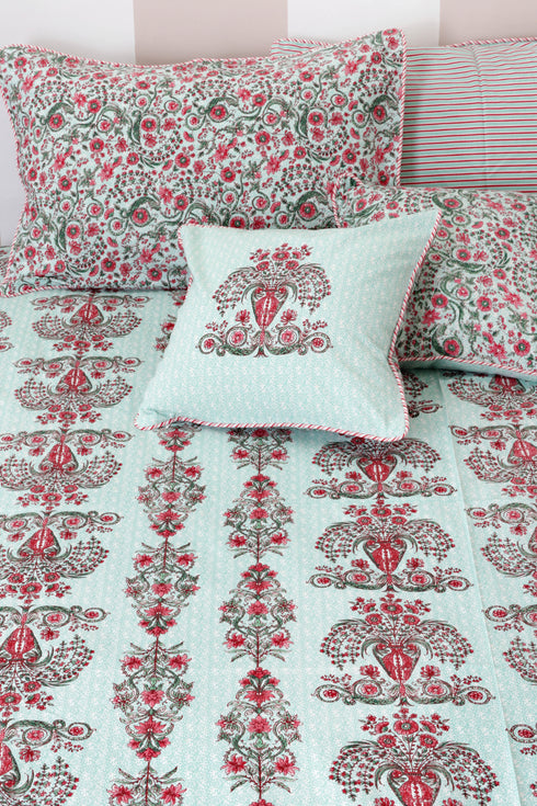 40s Cotton Pillow Cover in Floral Print