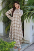 Rayon Twill Taupe Kurta and Pant Set With Block Print