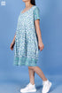Slub Cotton Balloon Dress In Assorted Block Print