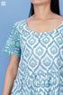 Slub Cotton Balloon Dress In Assorted Block Print