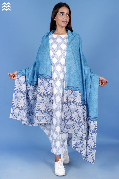 Mulmul Cotton Wrap In Graphic Block Print