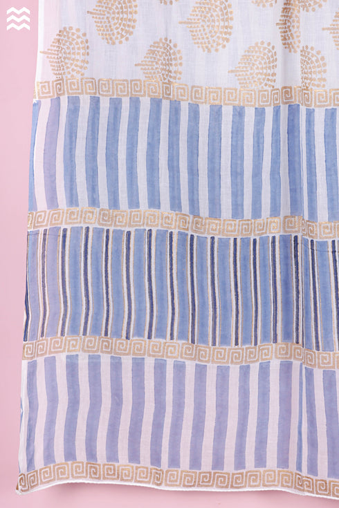 Mulmul Cotton Wrap In Gold Block Print