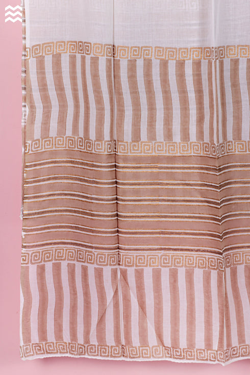 Mulmul Cotton Wrap In Gold Block Print