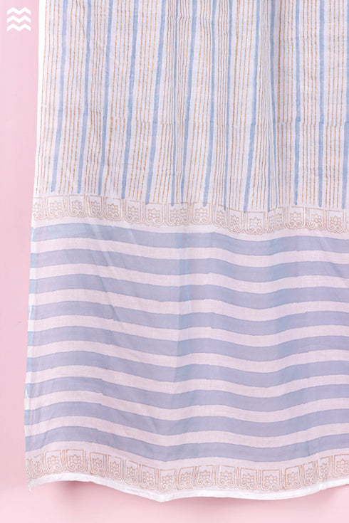 Mulmul Cotton Wrap In Gold Block Print