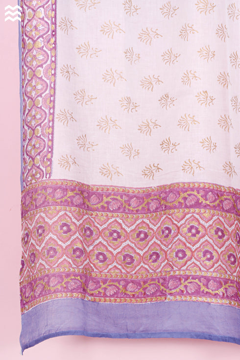 Mulmul Cotton Wrap In Gold Block Print