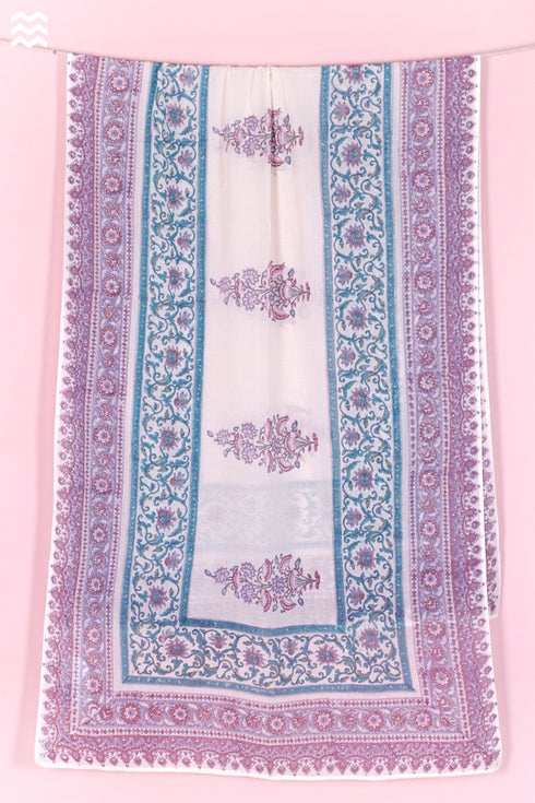 Mulmul Cotton Wrap In Floral Block Print