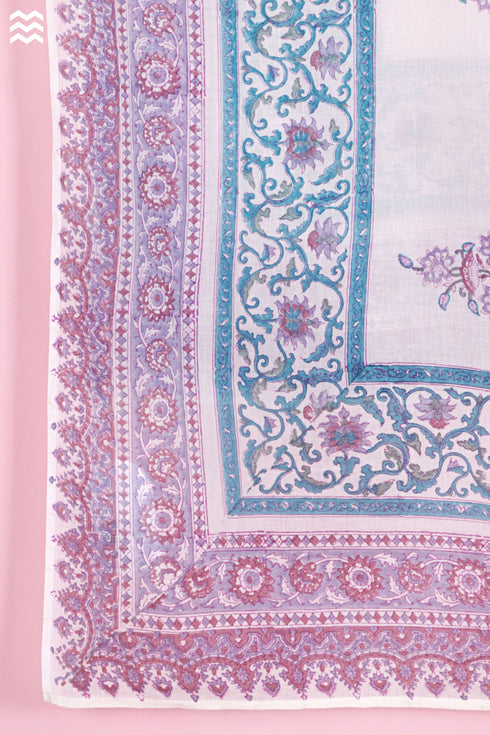 Mulmul Cotton Wrap In Floral Block Print