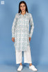 Slub Cotton Long Boyfriend Shirt In Block Print