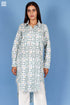 Slub Cotton Long Boyfriend Shirt In Block Print