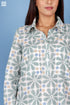 Slub Cotton Long Boyfriend Shirt In Block Print