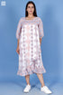 Mulmul Cotton Prairie Dress In Blue Floral Block Print