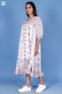 Mulmul Cotton Prairie Dress In Blue Floral Block Print