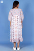 Mulmul Cotton Prairie Dress In Blue Floral Block Print