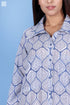 Cotton Silk Open Boyfriend Top In Block Print