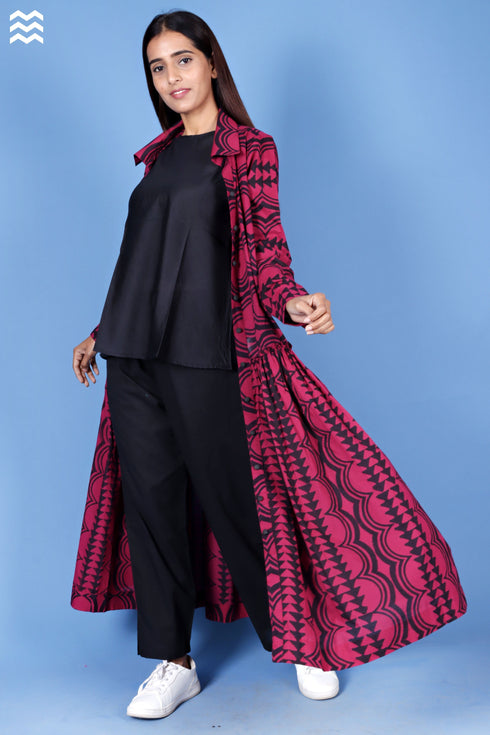 Cambric Cotton Long Martini Dress In Graphic Print