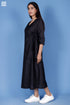 Cotton Silk Maxi Wrap Dress In Black