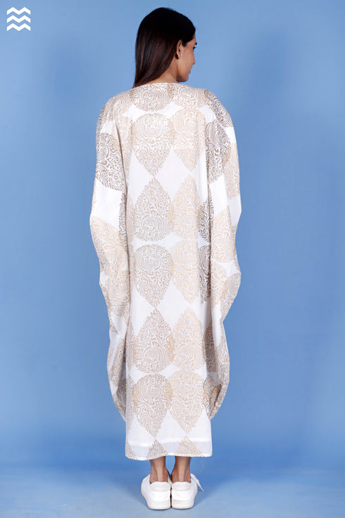 Mulmul Cotton Momba Top In Gold Block Print