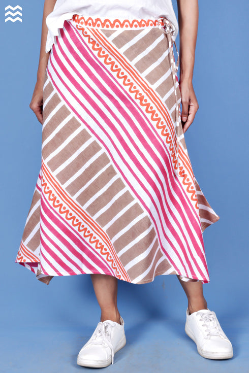 20s Cotton Oliver Skirt In Graphic Block Print