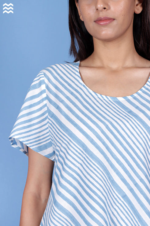 Cambric Cotton TRR Top In Floral Block Print