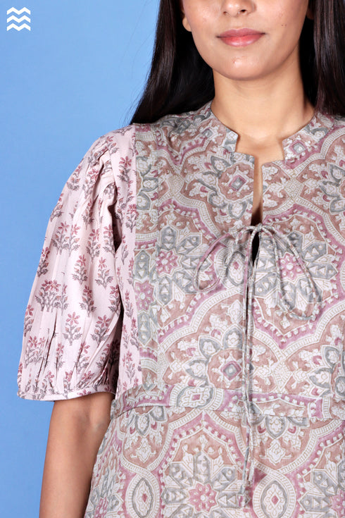 Rayon Katori Dress In Block Print