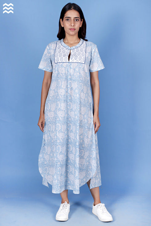 Cambric Cotton Monty Dress In Block Print