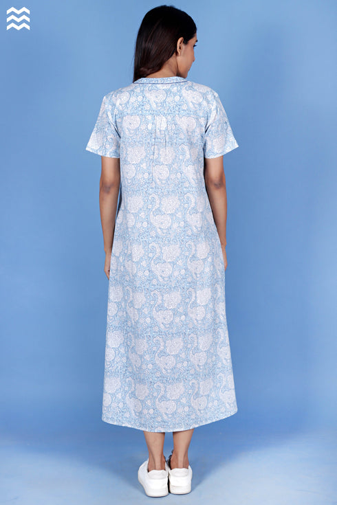 Cambric Cotton Monty Dress In Block Print