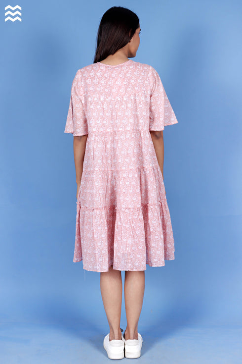 Mulmul Cotton Runway Dress In Block Print