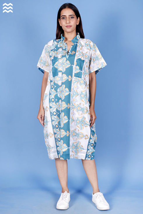 Mulmul Cotton Patricia Dress In Block Print