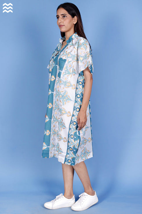 Mulmul Cotton Patricia Dress In Block Print