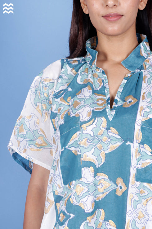 Mulmul Cotton Patricia Dress In Block Print