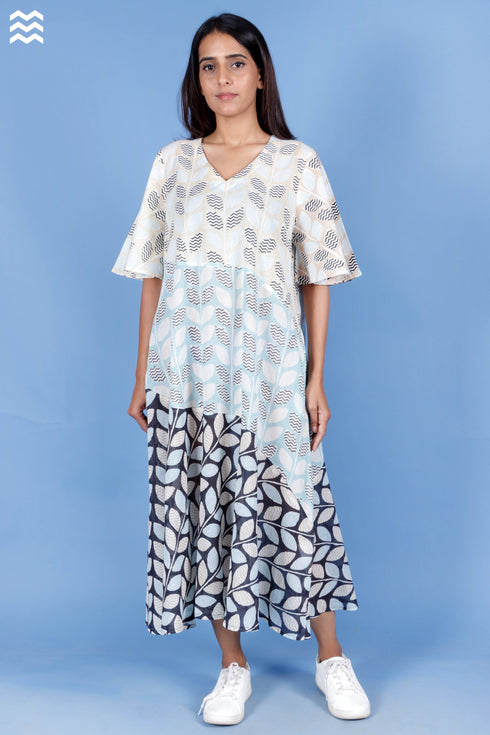 Cotton Panjim Dress In Graphic Block Print