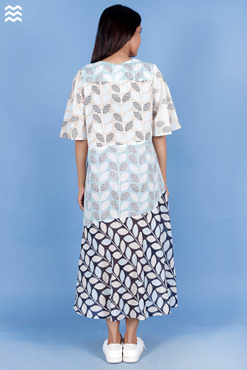 Cotton Panjim Dress In Graphic Block Print