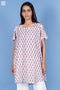 Rayon Long Tee Top In Floral Block Print