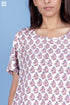 Rayon Long Tee Top In Floral Block Print