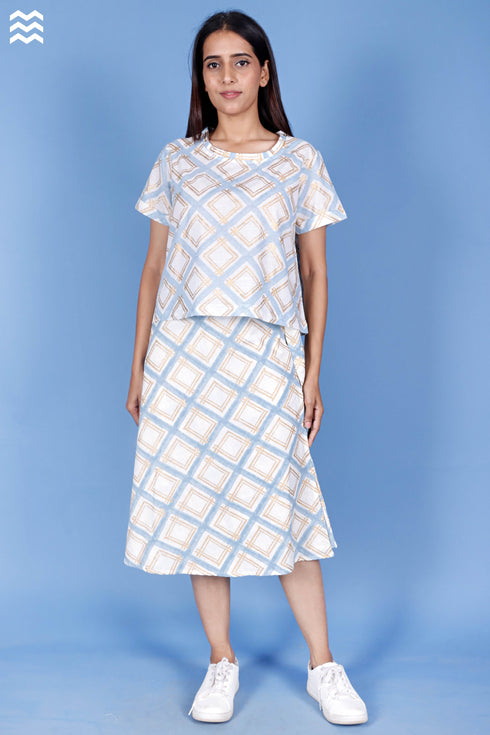 Khaadi Wrap Skirt In Gold Block Print