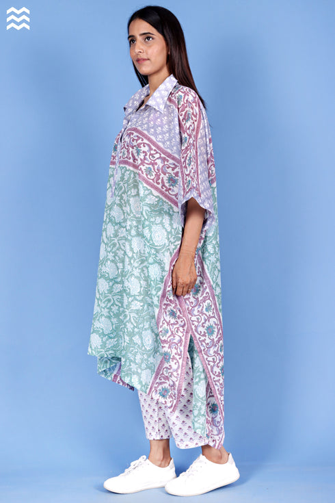 Mulmul Cotton Midi Caftan In Block Print