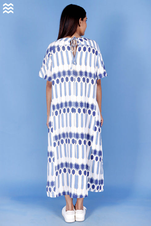 Rayon Foxy Dress In Block Print