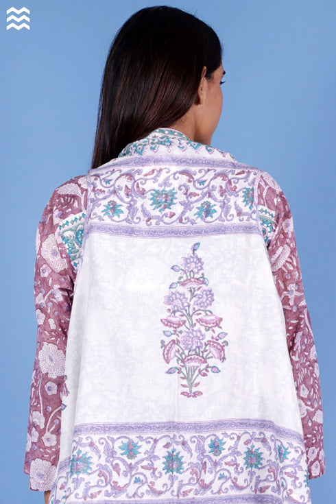 Mulmul Cotton Percy Overlay Jacket In Block Print