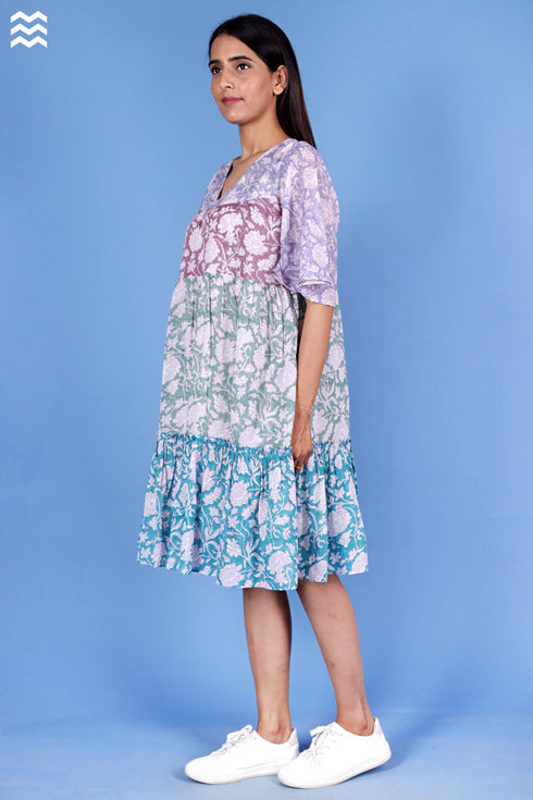 Mulmul Cotton Runway Dress In Block Print