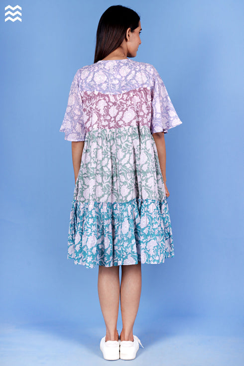 Mulmul Cotton Runway Dress In Block Print