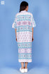 Cambric Cotton Long Wrap Dress In Block Print