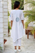 Slub Cotton Off White Blue Chikankari Top