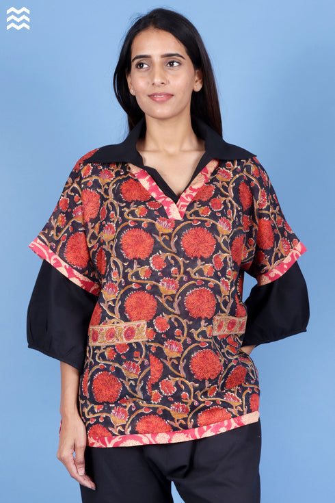 Mulmul Cotton Boxy Vest in Block Print