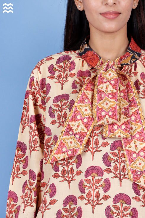 Cambric Cotton Patricia Top In Block Print